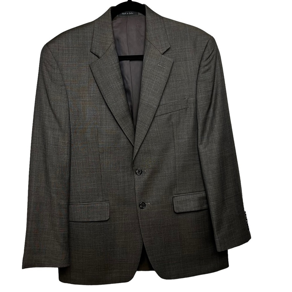 LAUREN RALPH LAUREN BROWN WOOL BLAZER SIZE 38 R SUIT COAT HINT O BLUE INDIA MADE